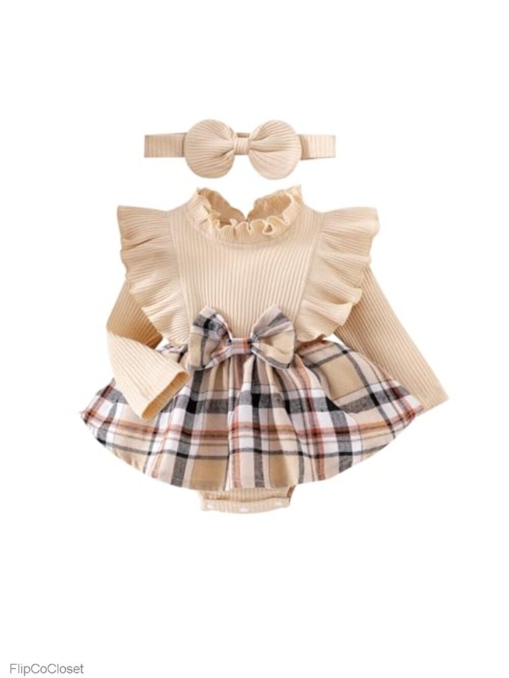Baby Girl Plaid Romper Dress Long Sleeve Ruffle Baby Outfit